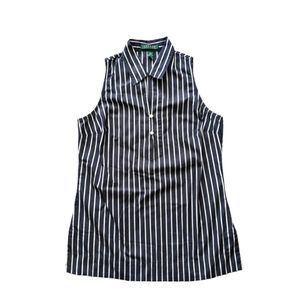 Ralph Lauren Sleeveless Collar Striped Top Shirt Size Small